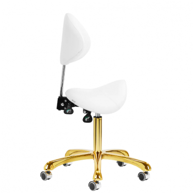 Professional master's chair-saddle for beauticians with adjustable backrest GIOVANNI 1004, white color 1