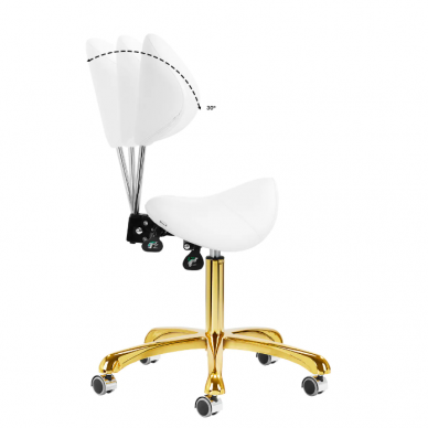 Professional master's chair-saddle for beauticians with adjustable backrest GIOVANNI 1004, white color 9