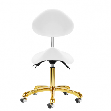 Professional master's chair-saddle for beauticians with adjustable backrest GIOVANNI 1004, white color 2