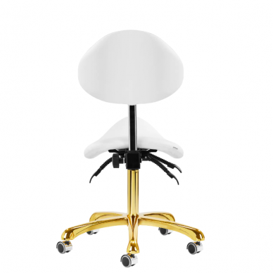 Professional master's chair-saddle for beauticians with adjustable backrest GIOVANNI 1004, white color 3