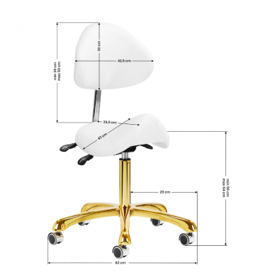 Professional master's chair-saddle for beauticians with adjustable backrest GIOVANNI 1004, white color 8