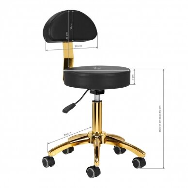 Professional master chair for beauticians AM-304G, black with gold details 6