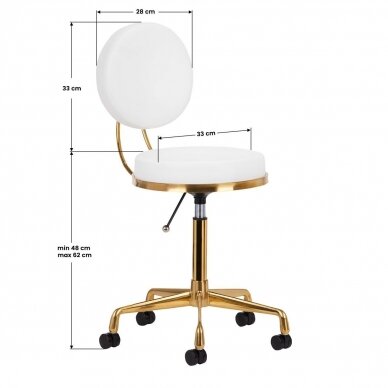 Профессиональное кресло мастера на колесиках H5, бело золотого цвета 5