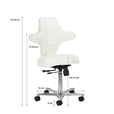 Professional master chair for beauticians AZZURRO SPECIAL 152, with adjustable seat angle and backrest, white color 10