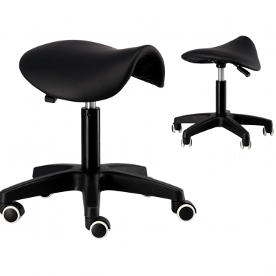 Professional saddle craftsman chair with wheels, CALISSIMO S-024-BLACK 1