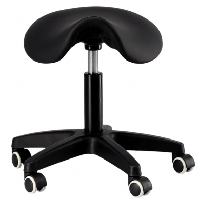 Professional saddle craftsman chair with wheels, CALISSIMO S-024-BLACK