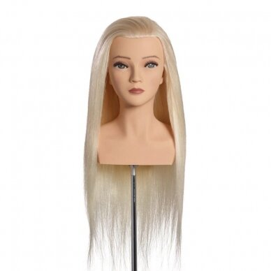 Professional training head of natural European hair LUNA OMC, 60 cm.