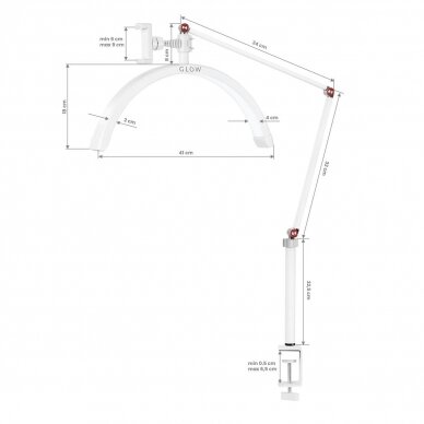 Professional procedural lamp for beauticians and beauty salons GLOW MX3, installed at the table (white color) 11