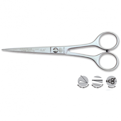 Professional Italian hairdressing scissors with convex blades and removable finger rest KIEPE SUPER COIFFEUR MICRO, 6.5