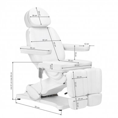 Professional electric cosmetology chair - bed for pedicure procedures SILLON CLASSIC, 2 motors, white color 16