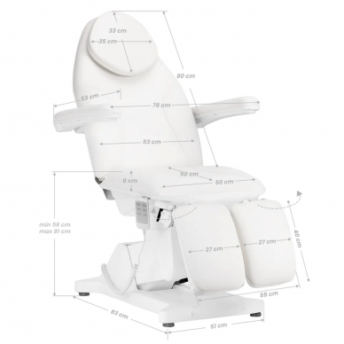 Professional electric pedicure bed SILLON BASIC PEDI, 3 motors, white color 1