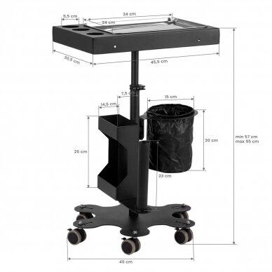 Professional beauty salons trolley PRO INK 716C, black color 6