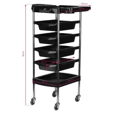 Professional hairdresser's trolley GABBIANO FX7, black 4