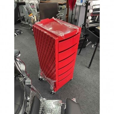 Professional hairdressing trolley DECO, red color 4