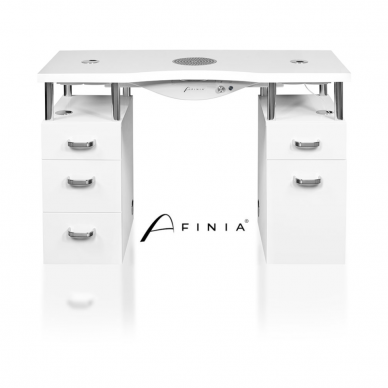 Professional manicure table for beauty salon AFINIA BASIC 130, white color