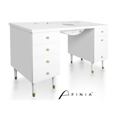 Professional manicure table for beauty salon AFINIA RETRO, white color 1