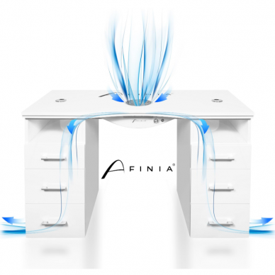 Professional manicure table for beauty salon AFINIA PRESTIGE, white color