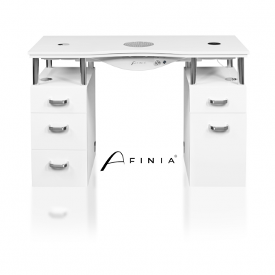 Professional manicure table for beauty salon AFINIA BASIC Conglomerate, white color