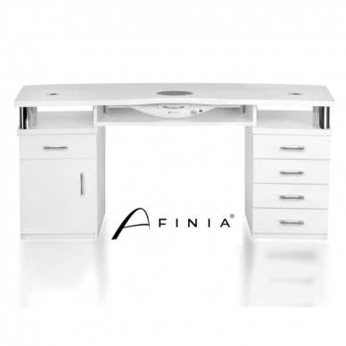 Professional manicure table for beauty salon AFINIA PARTLY BODIED SK02 150, white color