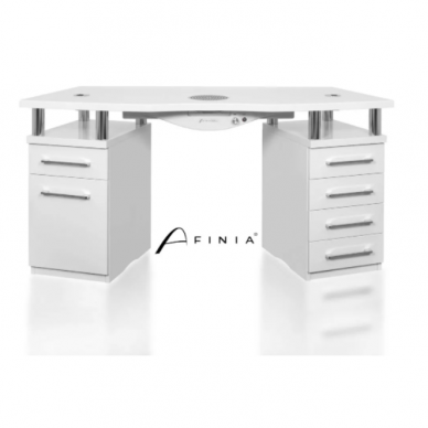 Professional manicure table for beauty salon AFINIA UNBODIED SK05, white color