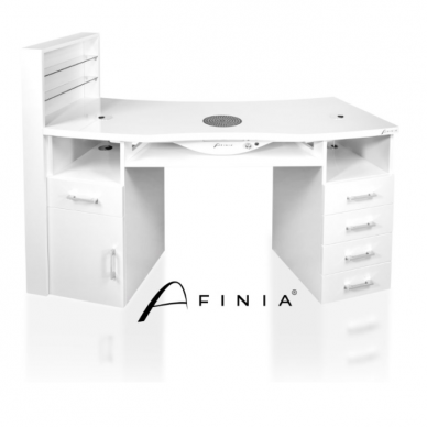 Professional manicure table for beauty salon AFINIA FULL-BODIED SK06, white color