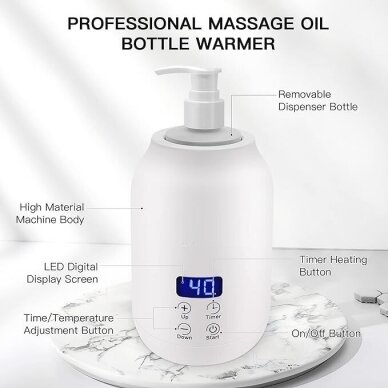 Professional massage oil heater with temperature regulation, 250 ml 5