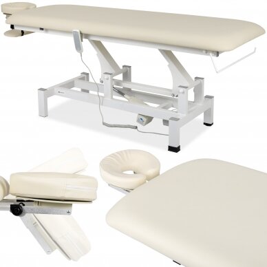 Professional massage and physiotherapy table-bed with FORTIS 1 remote control, light beige color