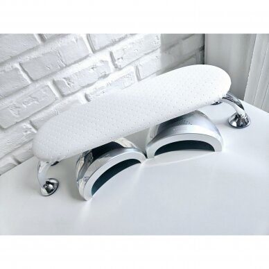 Professional oval manicure armrest for two lamps, white dotted color 2