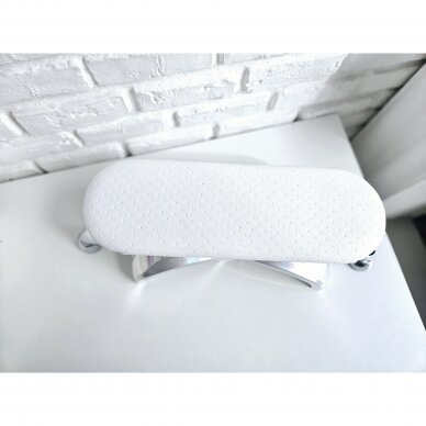 Professional oval manicure armrest for two lamps, white dotted color 3