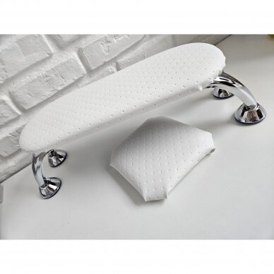 Professional oval manicure armrest + pillow for masters elbow, dotted white color 3