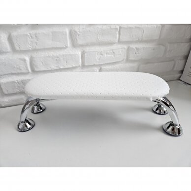 Professional oval manicure armrest, dotted white color