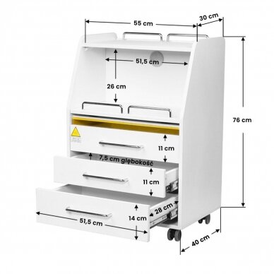 Professional podological helper with UV sanitation MOD 601, white color 4