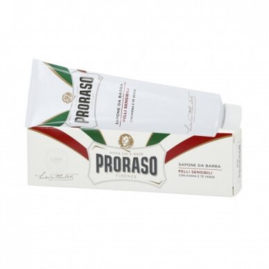 PRORASO WHITE LINE SHAVING SOAP IN A TUBE Raminamasis skutimosi kremas tūbelėje, 150ml.