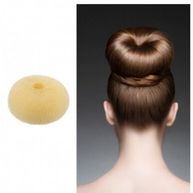 LUSSONI Round filler-sponge for hairstyles, cream color, Ø 110 mm. 2