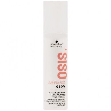 SCHWARZKOPF OSIS+ GLOW SERUM spindesio suteikiantis plaukų serumas su taukmedžio sviestu, 50 ml