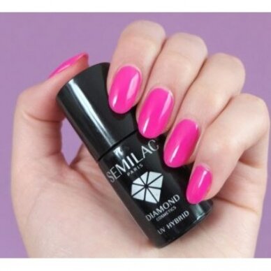 SEMILAC 008 стойкий гибридный лак для ногтей Hybrid  Intensive Pink 7 ml 1