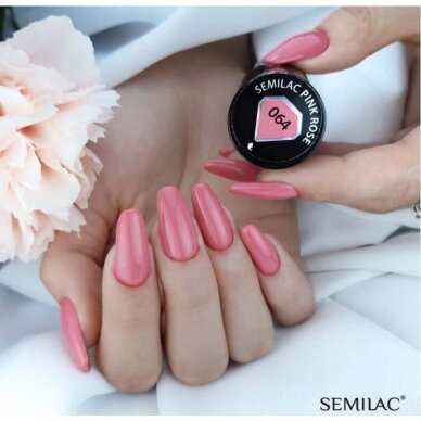 SEMILAC 064 long lasting hybrid gel polish Pink Rose, 7 ml. 1