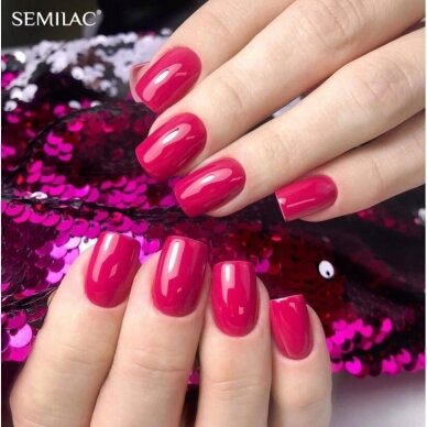 SEMILAC 065 long lasting hybrid gel polish Wild Strawberry, 7 ml. 2