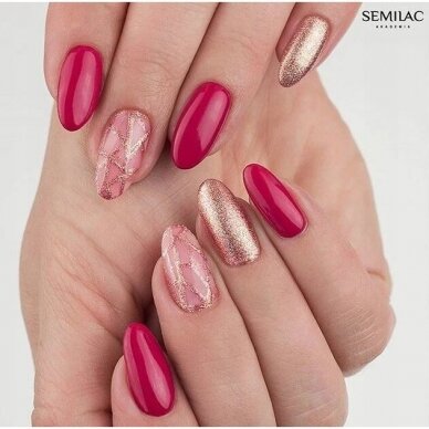 SEMILAC 066 стойкий гибридный гель лак для ногтей HYBRID Glossy Cranberry 7 ml 2