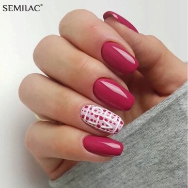 SEMILAC 066 стойкий гибридный гель лак для ногтей HYBRID Glossy Cranberry 7 ml 4