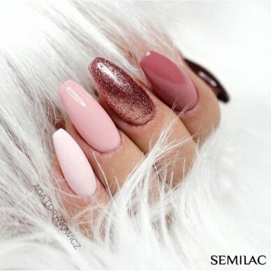 SEMILAC 198 ilgalaikis hibridinis nagų lakas BUSINESS LINE Powder Pink 7 ml 2