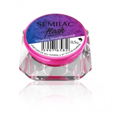 SEMILAC FLASH 668 powder for manicure Galaxy Silver&amp;Rosa, 1 g.