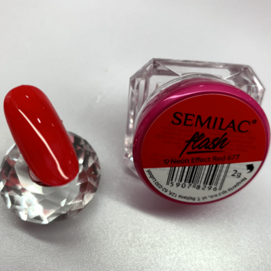 SEMILAC FLASH 677 powder for manicure NEON EFFECT RED,2 g. 1