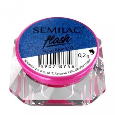 SEMILAC Flash 691 Holo Blue blizgučiai nagų dailei, 2 g.