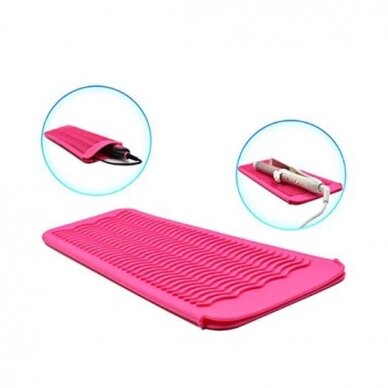 Silicone mat / sleeve for holding hot tongs, pink color 1