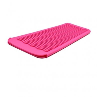 Silicone mat / sleeve for holding hot tongs, pink color