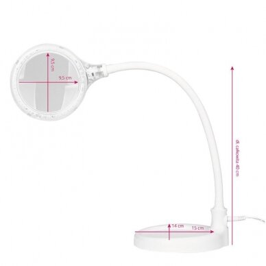 ELEGANTE RED LINE professional cosmetology table LED lamp - magnifying glass ELEGANTE 2014-2R 30 SMD 5D with stand and attachment to surfaces function, white color 5