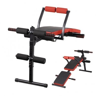 Folding abdominal exercise bench 07 BLACK RED 6