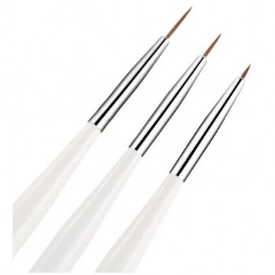 Set of brushes for nail art WHITE, 3 pcs. 1