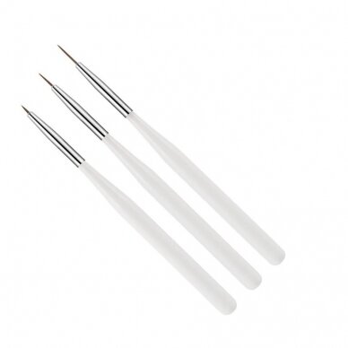 Set of brushes for nail art WHITE, 3 pcs.